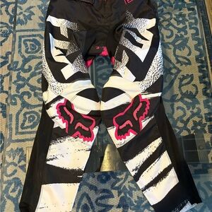 Fox Racing 180 Motocross MX Youth Pants Black White Pink Zebra Print Size 3/4